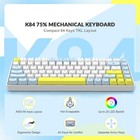 Rk-84 Portable Mechanical Gaming Keyboard rainbow Led Backlit Compact 84 Keys   
