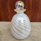 Vintage Art Glass Cologne  Perfume Bottle  Clear Cased Over White Swirl apricot