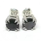 2 Ct Round Cut Simulated Black Diamond Stud Earrings 14k White Gold Plated