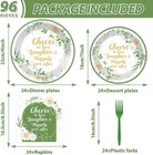 96pcs Bridal Shower Party Supplies Eucalyptus Leaves Wedding Paper Plates