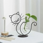 Metal Cat With Glass Bulb Vase Plant Propagation Holder Terrarium Hydroponics