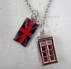 Doctor Who Tardis And Union Jack Flag Necklace 18  Metal Chain Pendant Bbc New