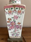 Antique Chinese Famille Rose Vase Mounted Lamp Floral Flowers Pink Bronze Mount
