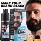 Men 2 In 1 Beard Mustache Natural Hair Color Shampoo Permanent Black Dye 200ml