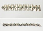 Vintage Mid Century Modern Turquoise Square Rectangle Link Bracelet Mexico