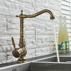 Antique Vintage Kitchen Sink Faucet Waterfall Swivel 1 Handle Mixer Taps Brass