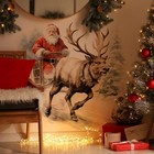 3d Christmas Reindeer Pulling Santa s Sleigh Wall Decal - Removable Tree Sticker