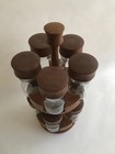 Mid Century Modern Danish Digsmed Teak Wood 10 Jar 2-tier Revolving Spice Rack