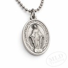 Miraculous Medal Virgin Mary Pendant Necklace - 24  Chain Italy Catholic