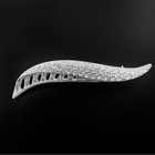 Rhinestone Brooch Silver Tone Pave Crystal Modernist Leaf Pin Jewelry