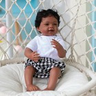 Lifelike 22in Reborn Baby Dolls Black Skin Soft Cloth Body Sweet Smiling Newborn