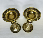 Vintage Hollywood Regency Ornate Candlestick Pair Villy Pillar Candleholder