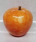 Vintage Italian Alabaster Marble Apple W  Wood Stem  Polished Paperweight      3