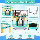 Kids Trampoline With Safety Enclosure Net  Swing  Punching Bag   Gym Rings