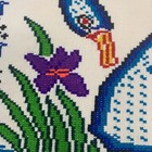 Vintage Swan Embroidered Pillow Cover Case Blues Cross Stitch Cottage Farmhouse
