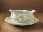 Antique Haviland Limoges The Princess Pink   Blue Gravy Boat  Schleiger 57c