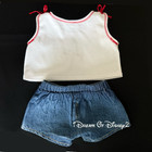 Build-a-bear White Tank Top  Cherries  Denim Jean Shorts Teddy Clothes Outfit