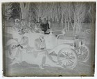 Antique Glass Plate Photo Negative - Family Outing - Brass-era Touring Car