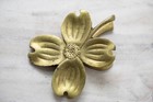 Vintage Solid Brass Dogwood Flower Desktop Paper Clip paperweight Spring Loaded