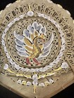 Antique Indonesian Hand Fan Buffalo Velum Wayang Kulit Motif Carved Horn Handle