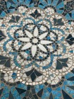 Decorative Mosaic Bowl Plate     Blue   White Geometric Design     Handmade Look
