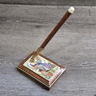 Vintage Persian Khatam Kari Inlay Desk Pen Set Hand Painted Lacquer Bird Floral