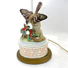 Vtg  Andrea By Sadek Bird   Berries Lamp Orginal Shade Porcelain Nightlight Base