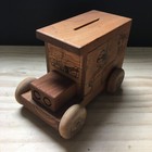 Vintage 1977 Toystalgia Money Piggy Bank Wood Delivery Vehicle Car Truck Toy