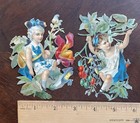 Lot Of 2 Antique Victorian Die Cut Scraps Flower Fairies