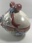 Vintage Lg Lusterware Floral Ceramic Egg Trinket Dish candy Chocolate easter 6   