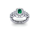 Personalized Green Emerald Gemstone University High School Class Ring 925 Silver