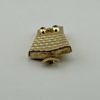 Avon Jewelled Owl Solid Perfume Compact Brooch 1960s Gold Tone 60s Vtg