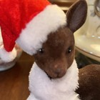 Vintage Deer  Flocked Wearing Santa Hat By Ino Schaller Germany Christmas Decor