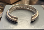 Antique Native American Tahe Navajo Sterling Silver Cuff Bracelet Old Pawn 46 Gr