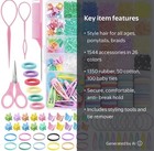 1544pc Multicolor Girls unisex Hair Ties Set W  Clips  Tools  Comb  Scissors