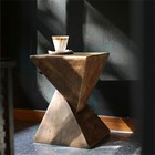 Wooden Twist End Table Stool Handcarved Art Side Table Living Room Coffee Table
