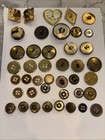 Vintage Lot Of 42  Brass Button Various Styles And Sizes