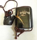 Japanese Lacquer Inro Netsuke Bird Flower Maki-e Antique Style Collectible
