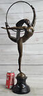 Art Deco Hand Made Nude Female Woman Bronze Sculpture Marble Base Figurine Decor