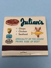 Vintage Matchbook Cover Julian   s Chops Chicken Seafood Ormond Beach  Fla  Gmg