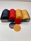 Vintage Catalin Bakelite Poker Chips   100  Red  Blue   Butterscotch