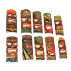 Hand Carved Wood Art Polynesian Party Hawaiian Tiki Masks 10 Piece Set 10 Inch