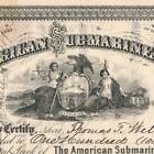 R44c On 1870 American Submarine Co  Stock Certificate Ship Vignettes