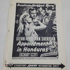 1950s Appointment In Honduras Exhibitor Sheet Glenn Ford Adventure Movie Promo 