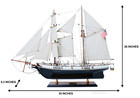 1847 Harvey Baltimore Clipper Wooden Model Tall Ship 35  Sailboat