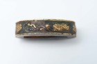 Fuchi Kashira Japanese Antique Mumei Dragon Kiri Crests Design Shakudo Edo Era
