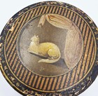 Fine Georgian Papier Mache Circular Snuff Box C1820 Seated Cat