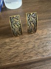 Vintage Gold Tone Earrings With Beautiful Birds Decor
