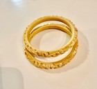 Set Of 2 Vintage Bone Carved Chinese Dragon Bracelets