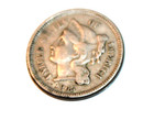 1865 Nickel Three Cent Piece Coin Civil War Era 